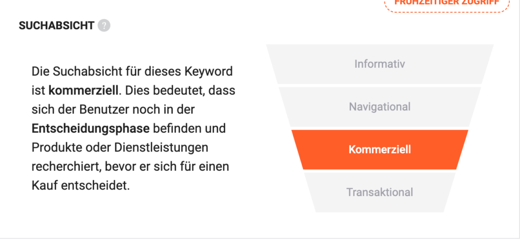 Keyword-Analyse für Suchintention in Ubersuggest